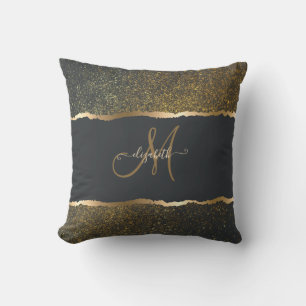 Modernes, elegantes Monogramm der Gold-Touch Kissen