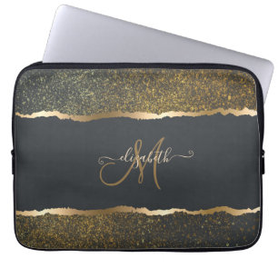 Modernes, elegantes Monogramm der Gold-Touch Laptopschutzhülle