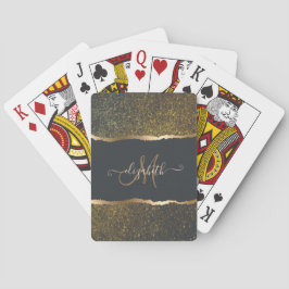 Modernes, elegantes Monogramm der Gold-Touch Spielkarten