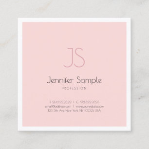Modernes, elegantes Monogramm-Design Pink Schlicht Quadratische Visitenkarte