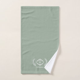 Modernes, elegantes Monogramm, erste Seite grün Badhandtuch Set