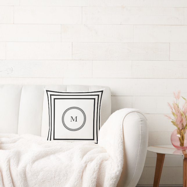 Modernes, elegantes Monogramm-Minimalistisches Sch Kissen (Liege)