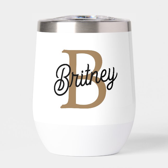 Modernes elegantes Monogramm Name Black Gold Scrip (Vorderseite)