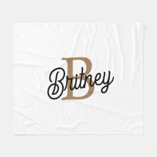 Modernes elegantes Monogramm Name Black Gold Scrip Fleecedecke