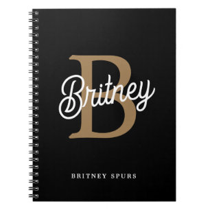 Modernes elegantes Monogramm Name Black Gold Scrip Notizblock