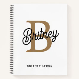Modernes elegantes Monogramm Name Black Gold Scrip Notizbuch