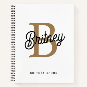 Modernes elegantes Monogramm Name Black Gold Scrip Notizbuch