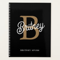 Modernes elegantes Monogramm Name Black Gold Scrip