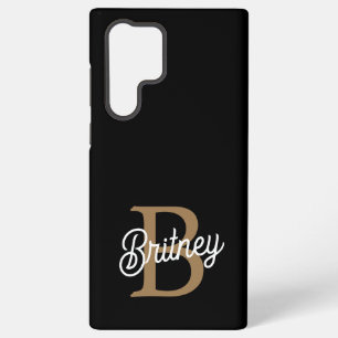 Modernes elegantes Monogramm Name Black Gold Scrip Samsung Galaxy Hülle