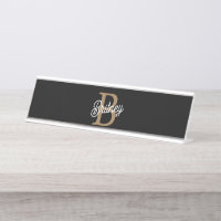 Modernes elegantes Monogramm Name Black Gold Scrip