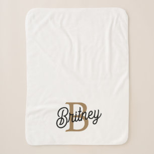 Modernes elegantes Monogramm Name Black Gold Scrip Sherpadecke