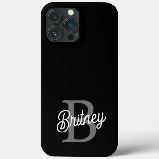 Modernes, elegantes Monogramm Name Schwarz Graue S Case-Mate iPhone Hülle