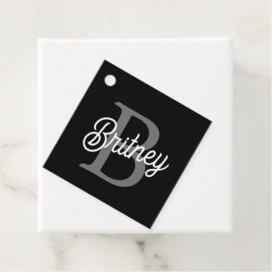 Modernes, elegantes Monogramm Name Schwarz Graue S Geschenkanhänger