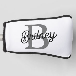 Modernes, elegantes Monogramm Name Schwarz Graue S Golf Headcover