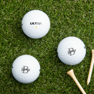 Modernes, elegantes Monogramm Name Schwarz Graue S Golfball