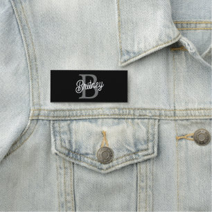 Modernes, elegantes Monogramm Name Schwarz Graue S Namensschild