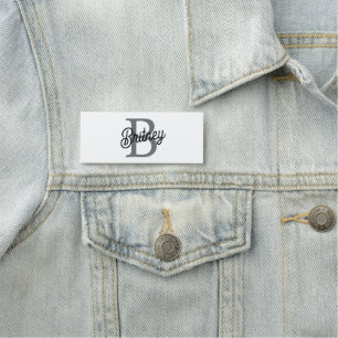 Modernes, elegantes Monogramm Name Schwarz Graue S Namensschild