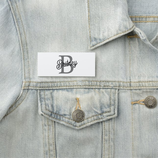 Modernes, elegantes Monogramm Name Schwarz Graue S Namensschild (Beispiel)