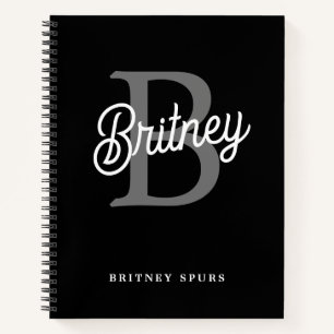 Modernes, elegantes Monogramm Name Schwarz Graue S Notizbuch