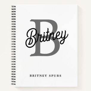 Modernes, elegantes Monogramm Name Schwarz Graue S Notizbuch