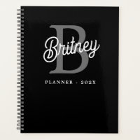 Modernes, elegantes Monogramm Name Schwarz Graue S