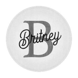 Modernes, elegantes Monogramm Name Schwarz Graue S Schneidebrett