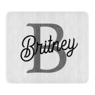 Modernes, elegantes Monogramm Name Schwarz Graue S Schneidebrett