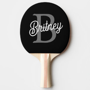 Modernes, elegantes Monogramm Name Schwarz Graue S Tischtennis Schläger