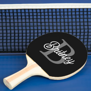 Modernes, elegantes Monogramm Name Schwarz Graue S Tischtennis Schläger