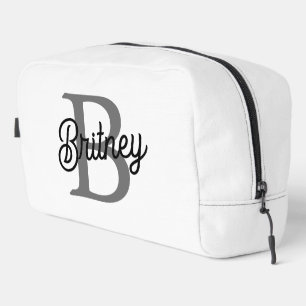 Modernes, elegantes Monogramm Name Schwarz Graue S Waschbeutel