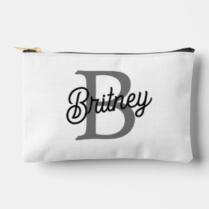 Modernes, elegantes Monogramm Name Schwarz Graue S Zubehörtasche