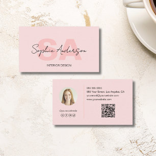 Modernes, elegantes Monogramm Rosa Visitenkarte