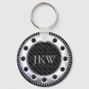 Modernes, elegantes Monogramm schwarz und grau ges Schlüsselanhänger