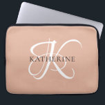 Modernes, elegantes Monogramm-Skript Rosa Laptopschutzhülle<br><div class="desc">Das elegante Design bietet Ihnen einen Einstieg in ein wunderschönes Kalligraphieskript mit Schnörkeln,  die Ihren Familiennamen umhüllen. Es ist ein großartiges Geschenk für Großmutter,  Geburtstag,  Muttertag oder jeden anderen Familienurlaub.</div>