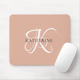 Modernes, elegantes Monogramm-Skript Rosa Mousepad