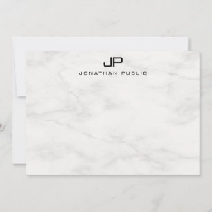 Modernes, elegantes Monogramm-Weißmarmor-Trendy Mitteilungskarte