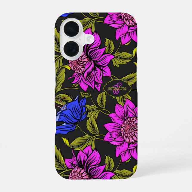 Modernes elegantes Muster-Monogramm iPhone 16 Hülle (Rückseite)