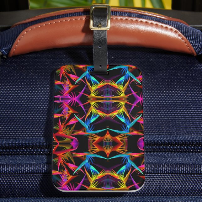 Modernes, elegantes Muster schwarz und farbenfroh Gepäckanhänger (Vorderseite Insitu 2)