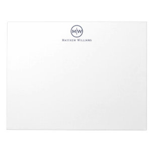 Modernes elegantes Navy Blue Circle Monogram Notizblock