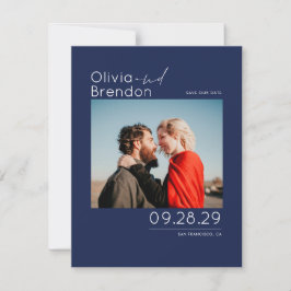 Modernes elegantes Navy Blue Save the Date Foto