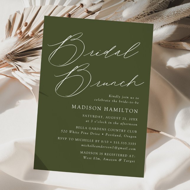 Modernes elegantes Olive Green Brautparty Brunch Einladung (Von Creator hochgeladen)