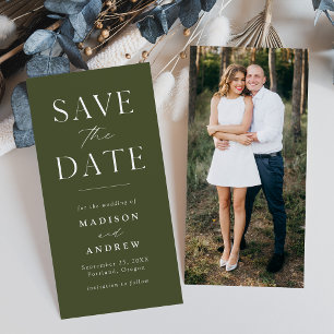 Modernes elegantes Olive Green Foto Save the Date
