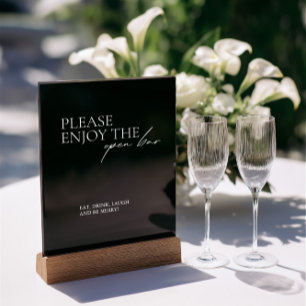 Modernes Elegantes Open Bar Wedding Black Acrylic  Acrylschild