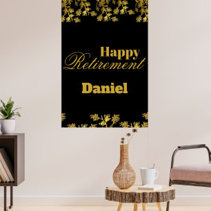 Modernes elegantes Party mit schwarzem Blumen Poster