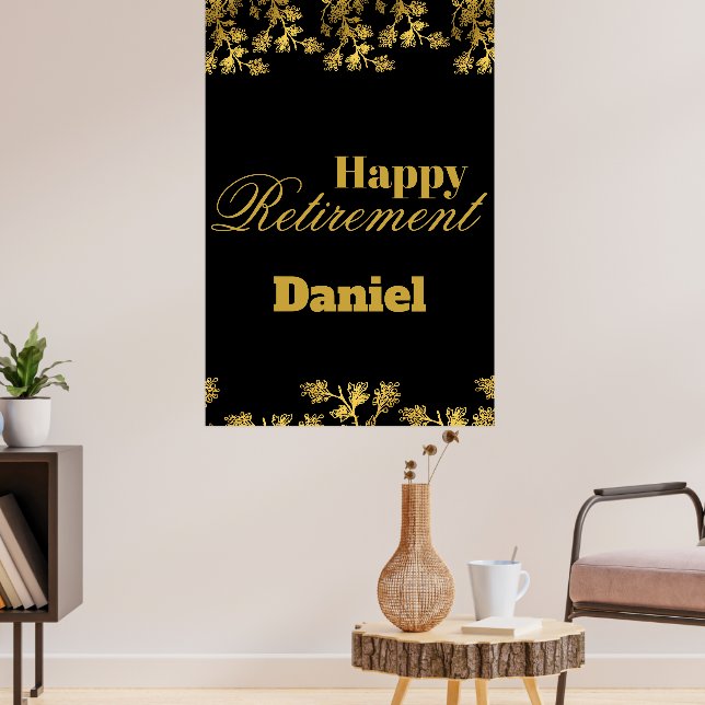 Modernes elegantes Party mit schwarzem Blumen Poster (Wohnzimmer 3)