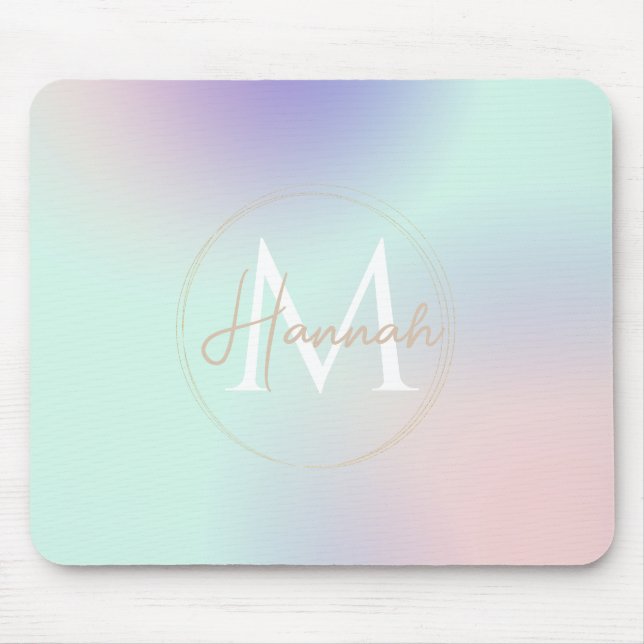 Modernes, elegantes Pastel Pink Mint Lila Farbgebu Mousepad (Vorne)