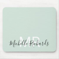 Modernes, elegantes, pastellgrünes Monogramm-Skrip