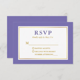 Modernes elegantes Periwinkle White Gold RSVP Karte