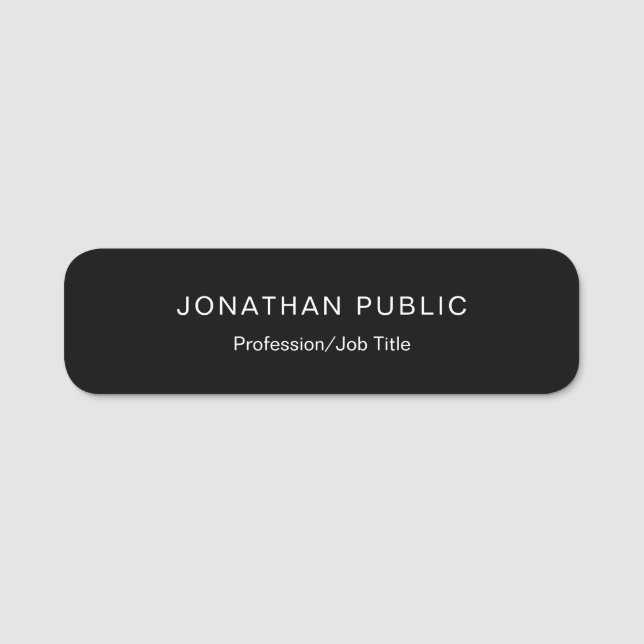 Modernes, elegantes Personal für Schwarz-weiße Vor Namensschild (Vorderseite)