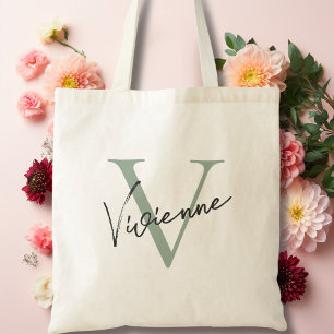 Modernes elegantes Personalisiertes Monogramm für  Tragetasche